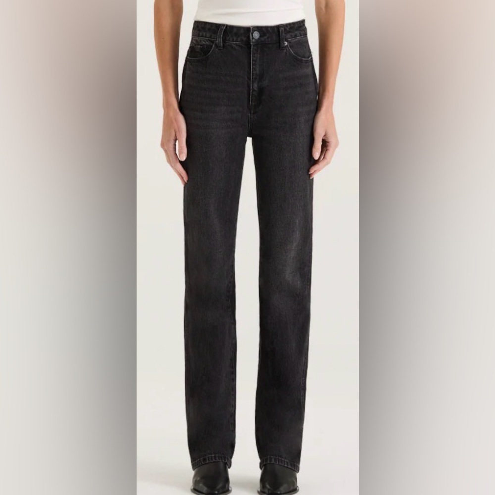 Henne Rory High Rise Straight Leg Jeans Black Wash NWT Size 23